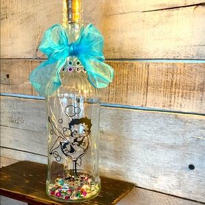 Decorative Glass Bottle with Turquoise Bow